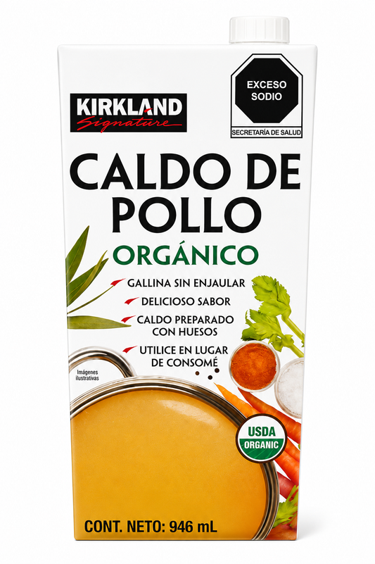 Caldo de pollo organico