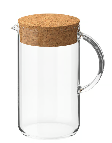 Jarra de vidrio con tapa de corcho