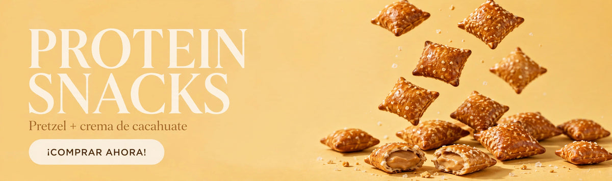Protein snacks: pretzel con crema de cacahuate